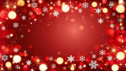 Red christmas background with snowflakes and christmas balls. decor for festive holidays, welcome winters, cards, and banners