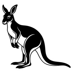 Kangaroo silhouette vector illustration on white background