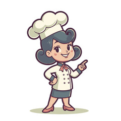 Obraz premium Cute Retro Female Chef Character Isolated Vector Illustration