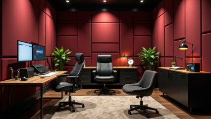 Professional office space with high-quality acoustic foam panels.