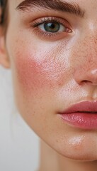 Fototapeta premium Rosacea Relief: Skincare Serum Application on Sensitive Skin for Calm and Hydration