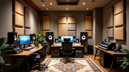 Professional soundproofing studio with a large amount of acoustic panels.