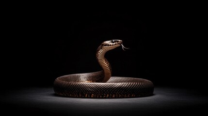 Fototapeta premium Coiled Snake in Studio Lighting