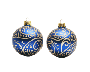a pair of blue and gold ornaments