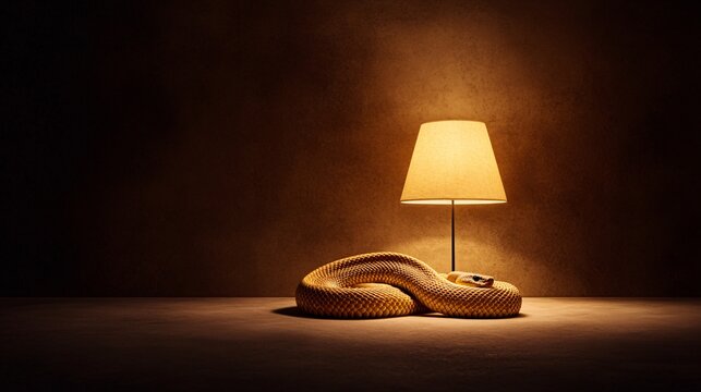 Cozy Snake and Lamp Composition