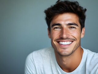 Obraz premium Photo portrait of a handsome man smiling with clean teeth