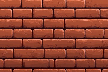 Obraz premium Pixel art brick wall texture with red bricks and seamless pattern