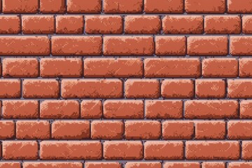 Obraz premium Retro pixel art brick wall pattern with red bricks and textured surface