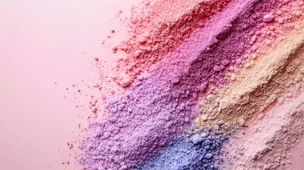 Fototapeta premium Multicolored Makeup Powder Swatch on Pink Background