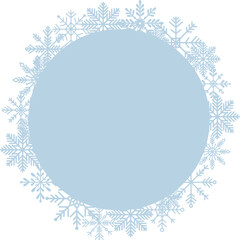 Blue frame empty template with blue snowflakes for text