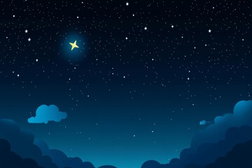 Fototapeta premium Starry night sky with clouds and bright star