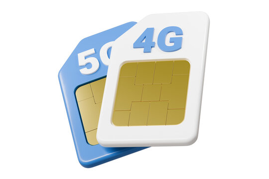 3D SIM Card with circuit microchips icon. Mobile phone cellular SIM card, Communication technology, electronic sim card chip concept. Minimal eSIM 4G, 5G isolated on transparent background. 3d render.