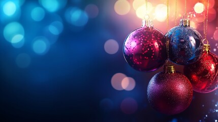 Fototapeta premium Happy New Year and Merry Christmas background with christmas balls generated by ai