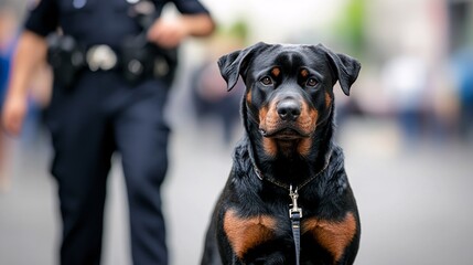 Obraz premium Rottweiler Dog in Urban Environment