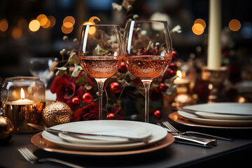 table set for Christmas: ,.  