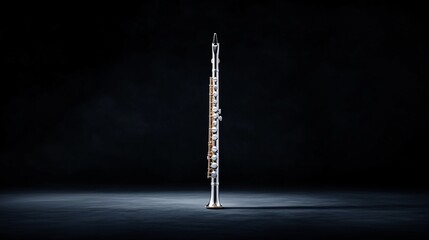 Silver Flute on Dark Background