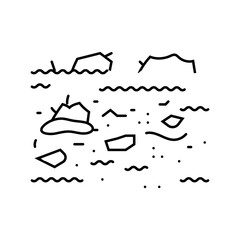 floodwater with debris line icon vector. floodwater with debris sign. isolated contour symbol black illustration