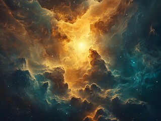 Obraz premium Mesmerizing abstract image featuring swirling golden particles in a spiral formation, evoking cosmic energy and dynamic motion against a dark background