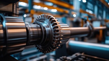 Naklejka premium Close-up of Industrial Gear in Factory Setting