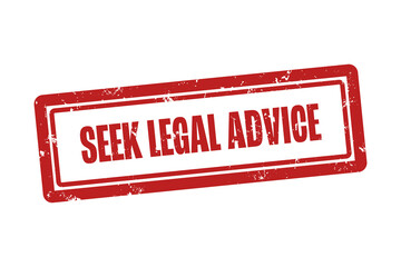 Seek Legal Advice. A red stamp isolated on white background.