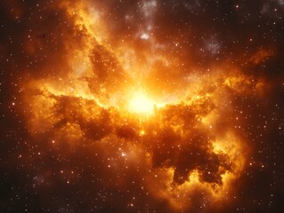 Obraz premium Mesmerizing abstract image featuring swirling golden particles in a spiral formation, evoking cosmic energy and dynamic motion against a dark background