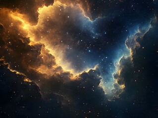 Obraz premium Mesmerizing abstract image featuring swirling golden particles in a spiral formation, evoking cosmic energy and dynamic motion against a dark background