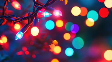 Winter holiday cheer with vibrant lights, soft glow, festive atmosphere, family gathering