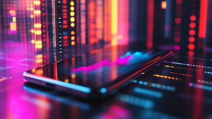 Obraz premium Mobile applications presenting financial graphs with smart tech features picture