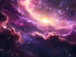 Obraz premium Mesmerizing abstract image featuring swirling golden particles in a spiral formation, evoking cosmic energy and dynamic motion against a dark background