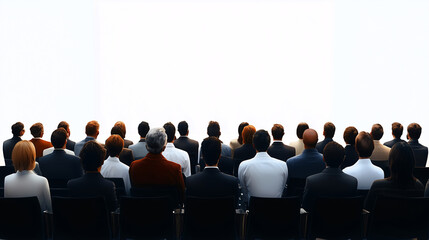 Obraz premium Large audience watching a presentation on a blank screen
