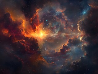 Obraz premium Mesmerizing abstract image featuring swirling golden particles in a spiral formation, evoking cosmic energy and dynamic motion against a dark background