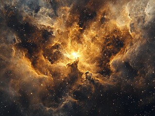 Fototapeta premium Mesmerizing abstract image featuring swirling golden particles in a spiral formation, evoking cosmic energy and dynamic motion against a dark background