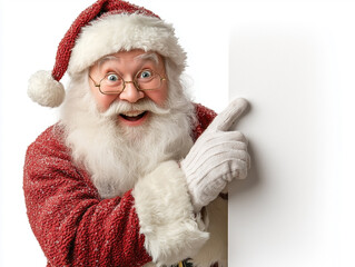 Święty Mikołaj trzyma pustą kartkę na dowolne życzenia, list