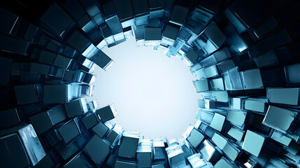 Abstract 3D Cube Structure with Light