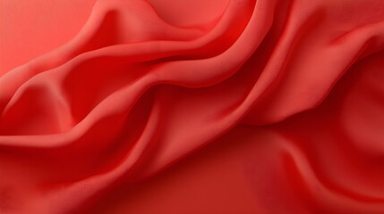 Obraz premium Red silk fabric, smooth and glossy texture, soft folds and ripples highlighted, luxurious banner layout with copy space