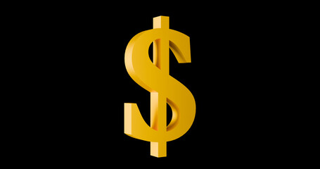 Obraz premium 3D golden dollar symbol on a black background. Conceptual representation of economics, finance, business and investment.