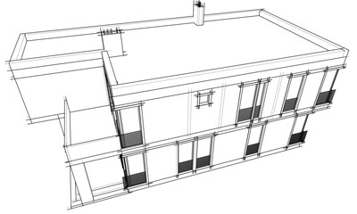 house building sketch architecture 3d illustration