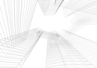 Building sketch architecture 3d illustration