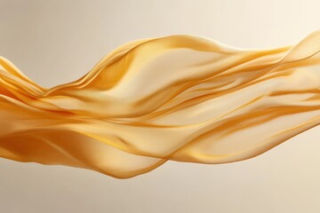 Obraz premium A piece of golden fabric flowing in the air as if caught in a breeze