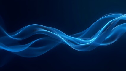 Serene Blue Wave Abstract: An elegant, flowing abstract image featuring a serene blue wave against a dark blue background. Perfect for designs needing a calming, sophisticated feel. 