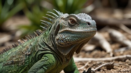 Obraz premium Green Iguana Portrait