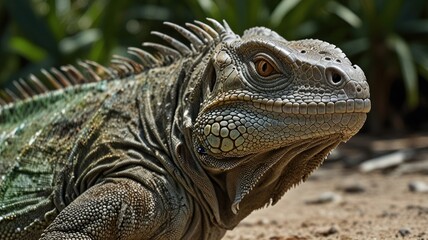 Obraz premium Green Iguana Portrait