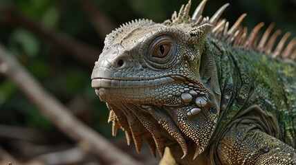 Obraz premium Green Iguana Portrait