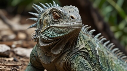 Fototapeta premium Green Iguana Portrait