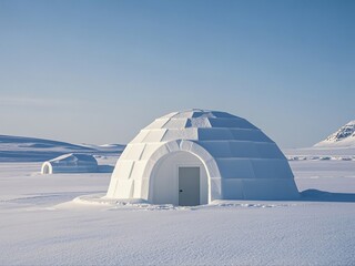 Igloo or snow house is shaped like a dome with a hole in the tunnel. temporary residence of the Eskimo tribe in the north to ward off the cold air