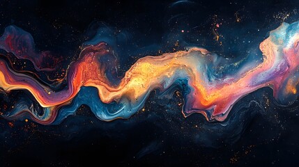 Futuristic abstract 3D holographic shape with fluid iridescent colors and glowing effects, creating a dynamic visual experience against a black background