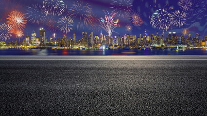 celebration night city building holiday firework happy new year landscape