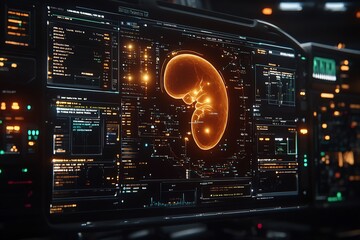 Obraz premium Kidney stones renal health dashboard visualizing how kidney stones diagnosed and monitored through imaging techniques under Nephrology