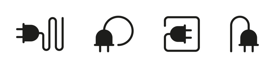 Electric plug vector icons. Electric plug icons in flat style. Electric plug with cable