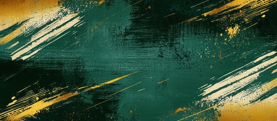 A versatile abstract background with green and gold brush strokes, ideal for creative projects and art applications.